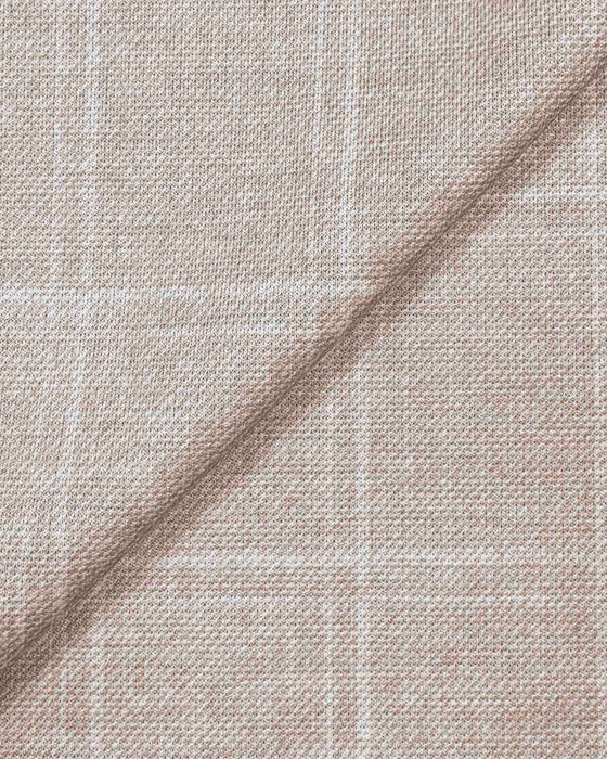 Athletic Fit Stretch Suit Pants - Tan & White Windowpane