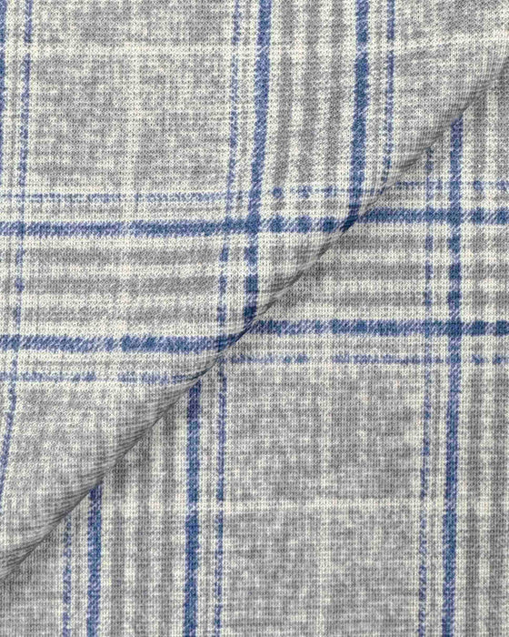 Athletic Fit Stretch Suit - Grey & Royal Blue Plaid