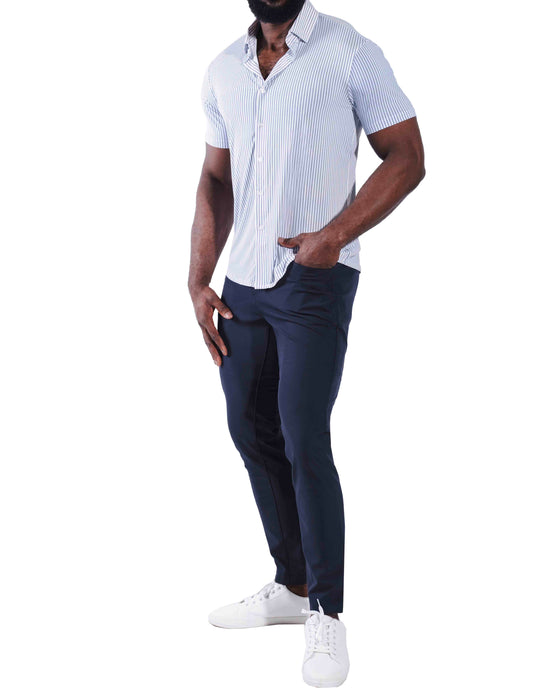 "The Seaside" Blue & White Striped