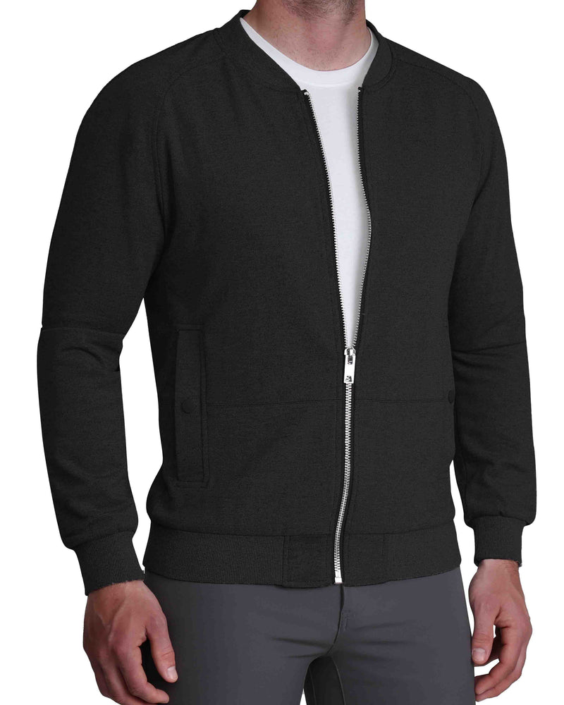 Knit Stretch Bomber - Black