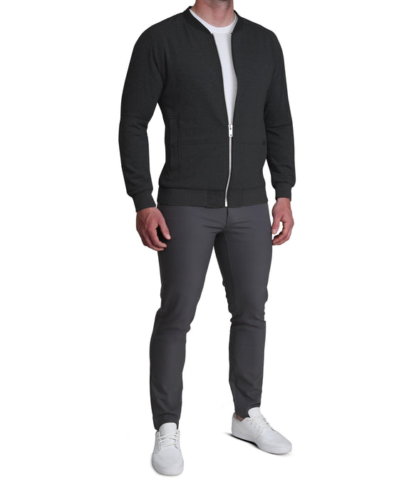 Knit Stretch Bomber - Black