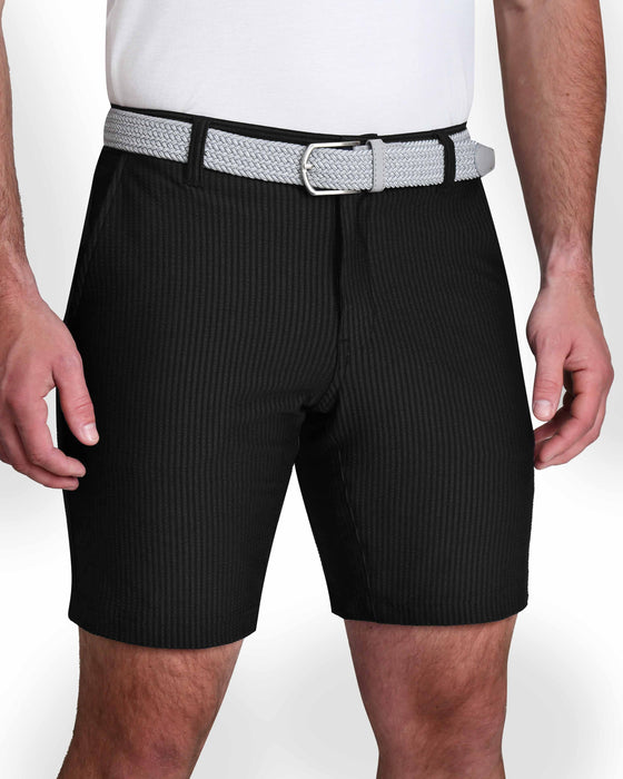Athletic Fit Shorts - Black Seersucker