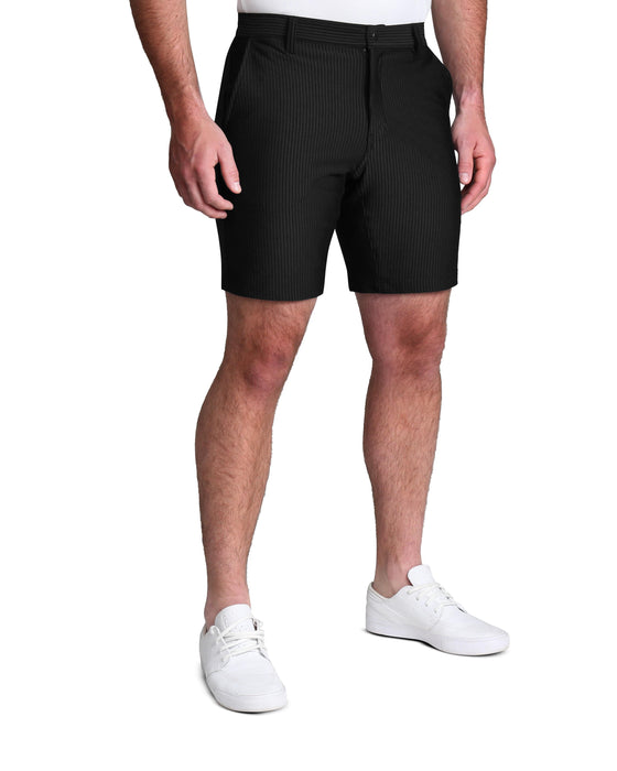 Athletic Fit Shorts - Black Seersucker