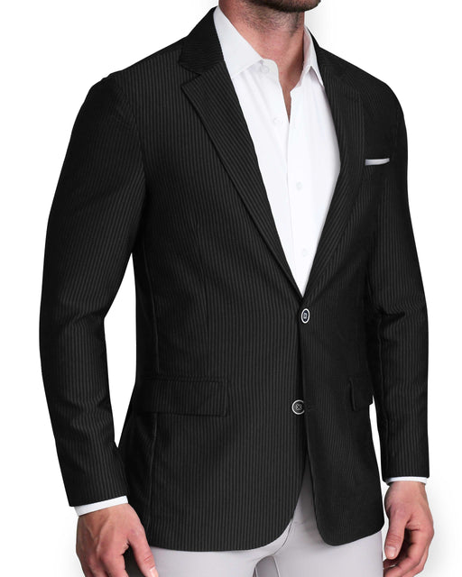Athletic Fit Stretch Blazer - Black Seersucker
