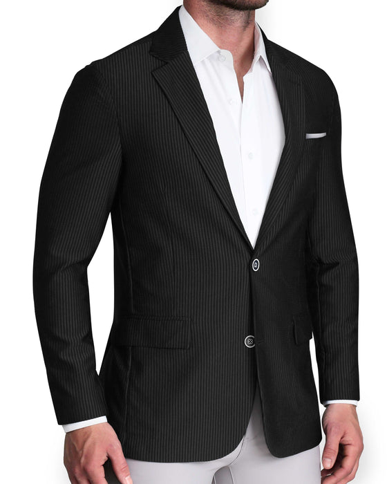 Athletic Fit Stretch Blazer - Black Seersucker