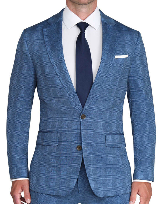 Athletic Fit Stretch Suit - Electric Blue Plaid