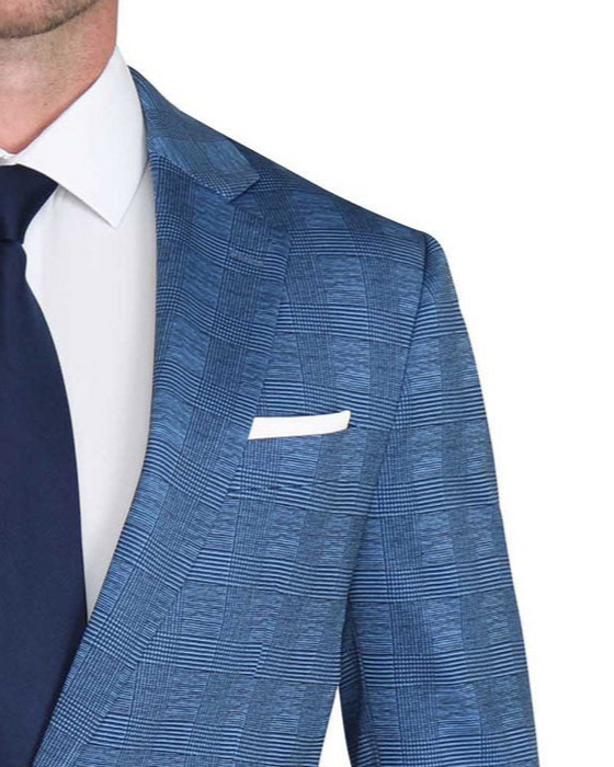 Athletic Fit Stretch Suit - Electric Blue Plaid