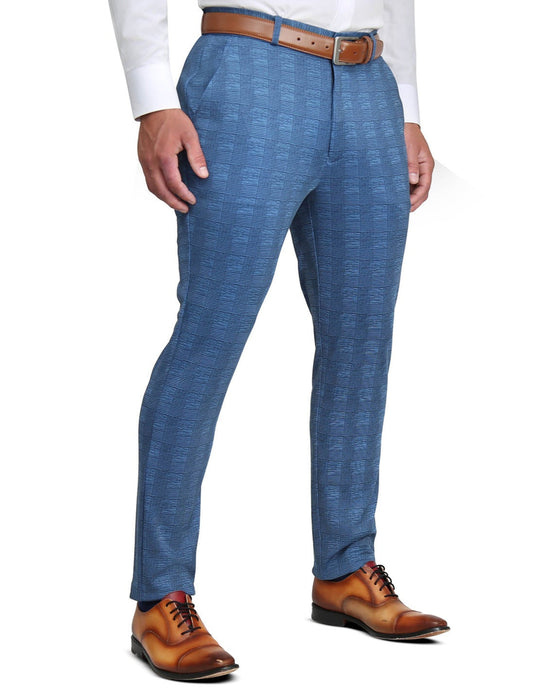 Athletic Fit Stretch Suit - Electric Blue Plaid