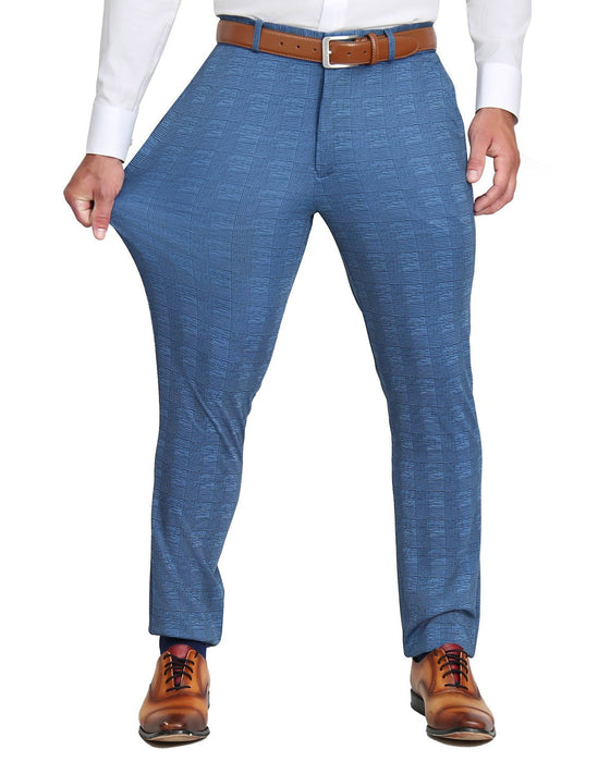 Athletic Fit Stretch Suit - Electric Blue Plaid