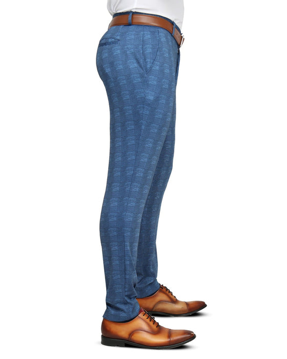 Athletic Fit Stretch Suit - Electric Blue Plaid