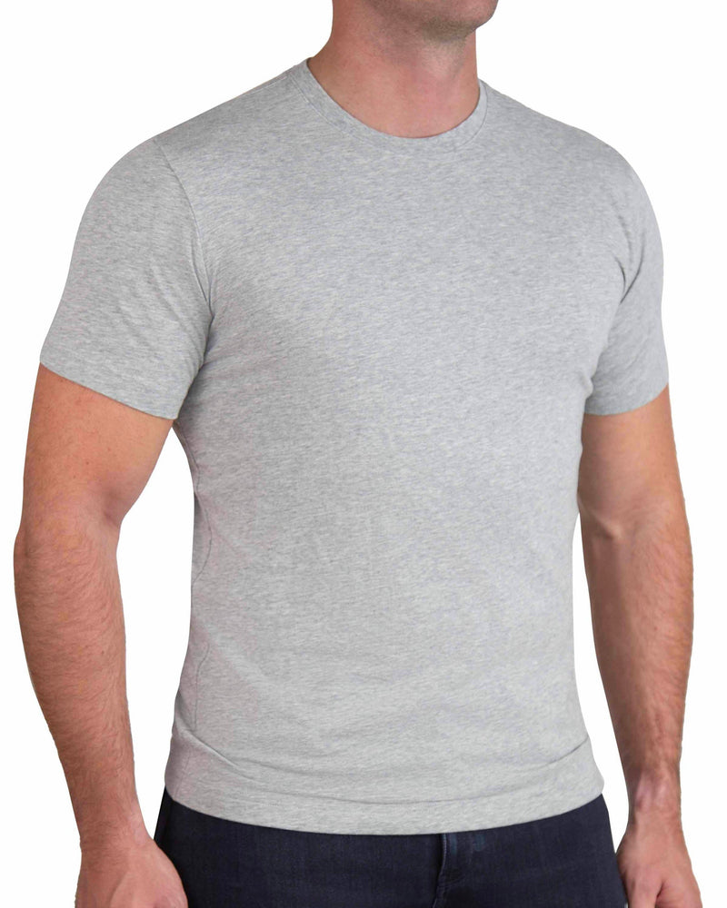 "The Sutton" Heathered Light Grey Short Sleeve Crewneck