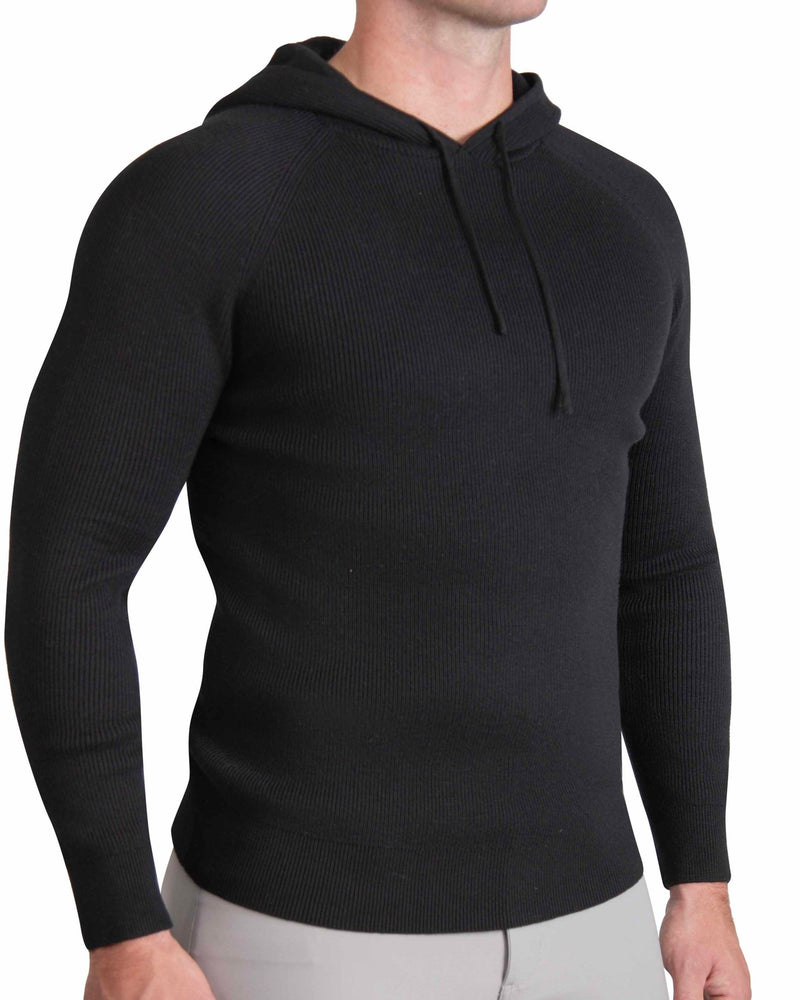 Heavy Knit Hoodie - Black