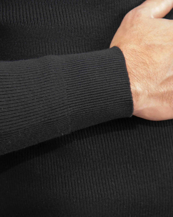 Heavy Knit Hoodie - Black