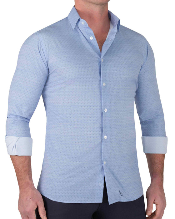 "The West Coast" Light Blue Mini Chevron with Navy Dots