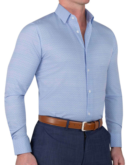 "The West Coast" Light Blue Mini Chevron with Navy Dots