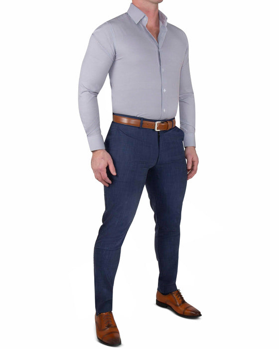 "The Heath" Slate Grey & Purple Mini Gingham