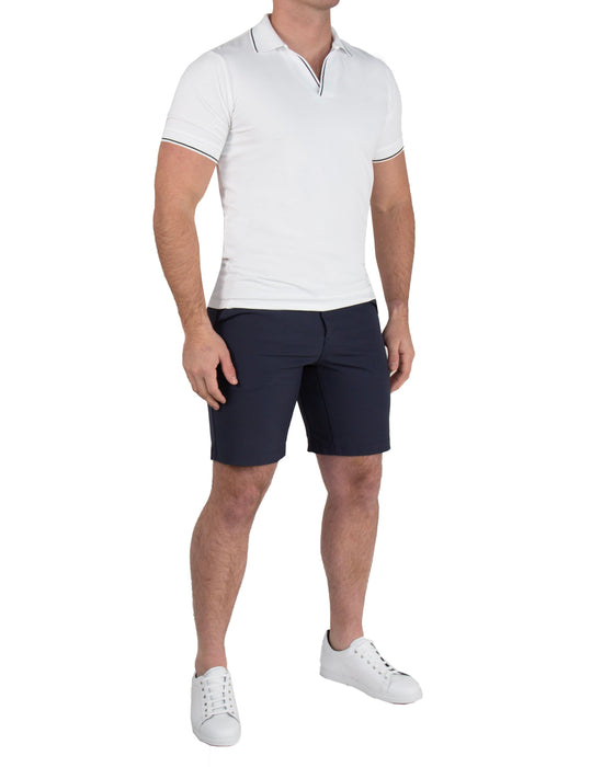 "The Parkway" White with Black Tipped Polo