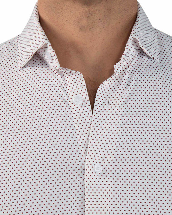 "The Silas" Sport Shirt - Maroon Dot
