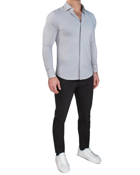 "The Jordan" Sport Shirt - Slate Grey & White Mini Dot