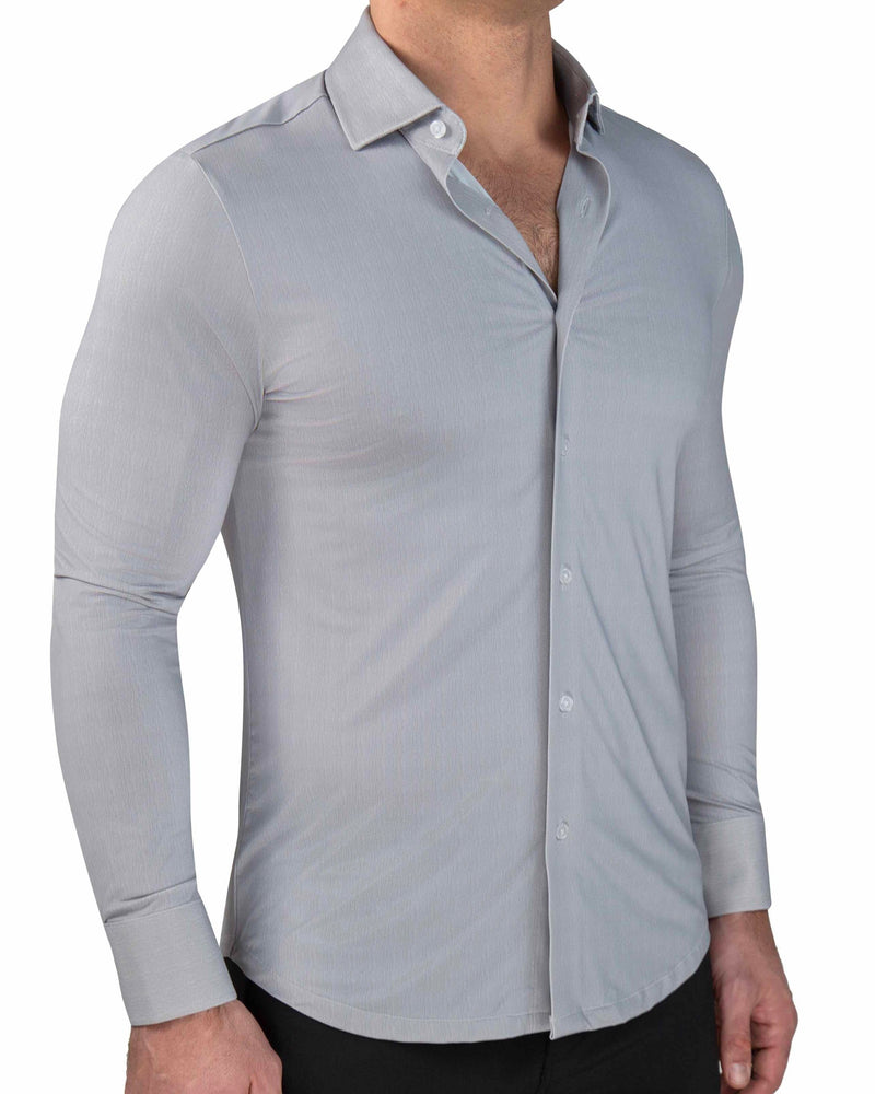 "The Jordan" Sport Shirt - Slate Grey & White Mini Dot