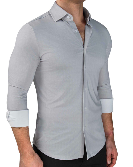 "The Jordan" Sport Shirt - Slate Grey & White Mini Dot