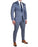 Athletic Fit Stretch Suit Pants - Blue Mini Windowpane with Light Grey Microcheck