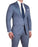 Athletic Fit Stretch Blazer - Blue Mini Windowpane with Light Grey Microcheck