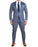 Athletic Fit Stretch Suit - Blue Mini Windowpane with Light Grey Microcheck