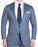 Athletic Fit Stretch Suit - Blue Mini Windowpane with Light Grey Microcheck