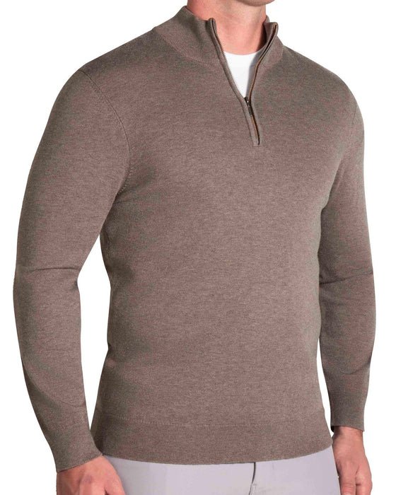 Mid-Weight Wool Quarter Zip - Brown