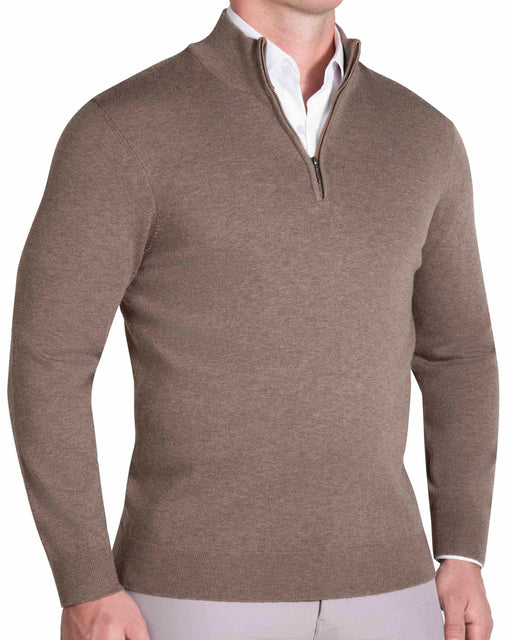 Mid-Weight Wool Quarter Zip - Brown