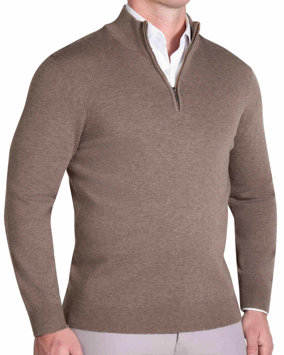 Mid-Weight Wool Quarter Zip - Brown