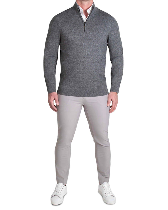 Mid-Weight Wool Quarter Zip - Charcoal