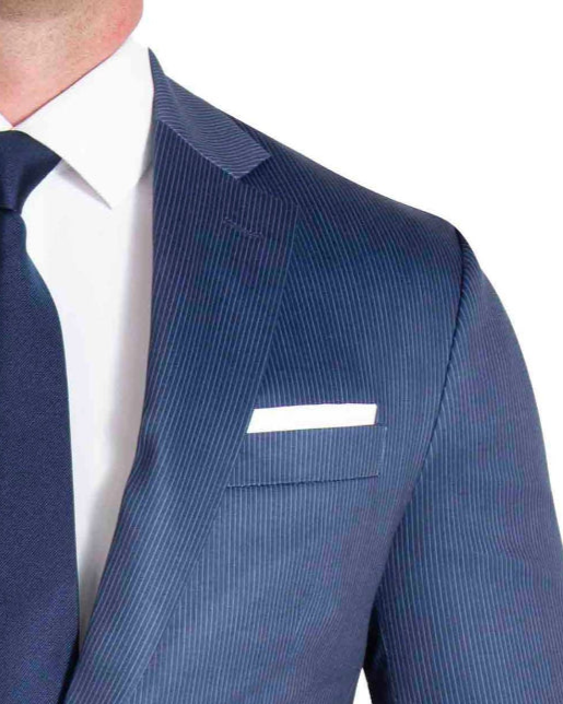 Athletic Fit Stretch Suit - Navy & White Stripe