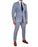 Athletic Fit Stretch Suit Pants - Textured Light Blue with White Windowpane