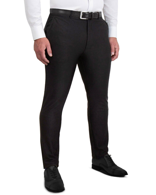 Athletic Fit Stretch Pants - Black Seersucker