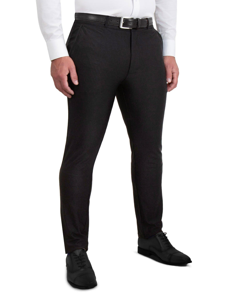 Athletic Fit Stretch Pants - Black Seersucker