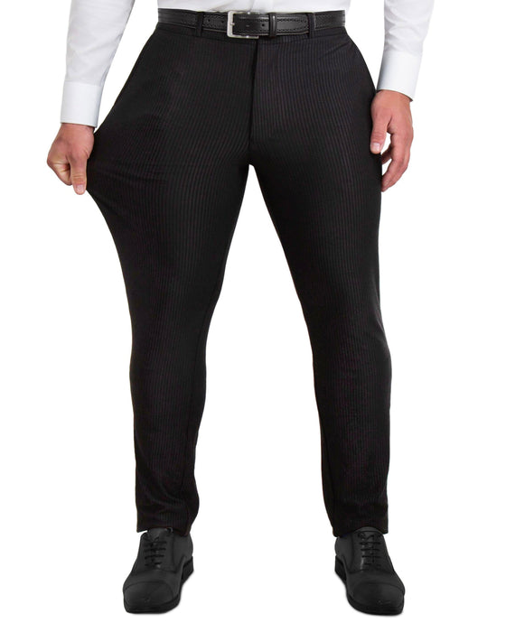 Athletic Fit Stretch Pants - Black Seersucker