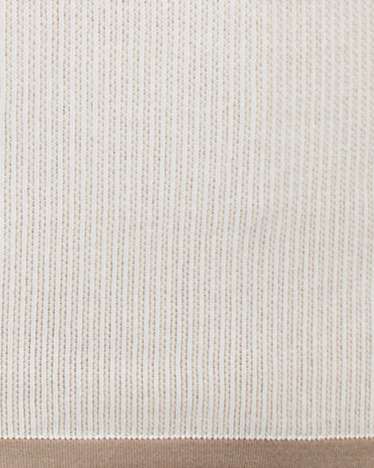 Lightweight Ribbed Knit Crewneck Sweater - Tan & Beige