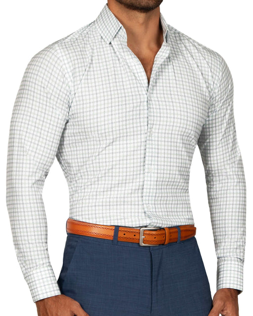 "The Amber" Grey & Light Green Mid Check