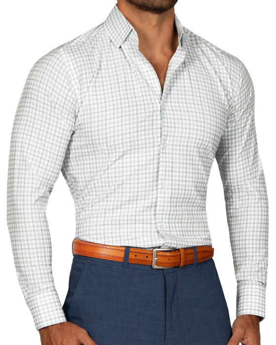 "The Amber" Grey & Light Green Mid Check