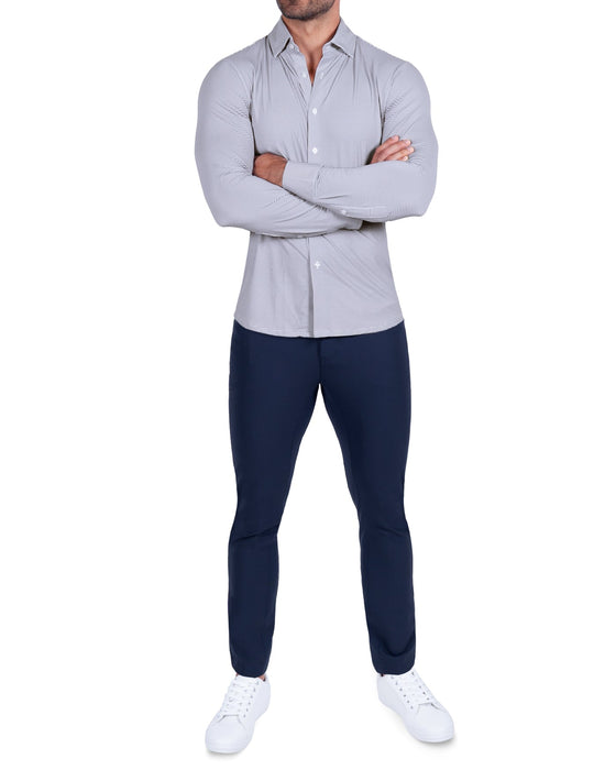 "The Andre" Sport Shirt - Grey and White Mini Double Check