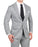 Athletic Fit Stretch Wool Suit Pants - Light Grey with White Mini Stripe