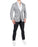 Athletic Fit Stretch Wool Blazer - Light Grey with White Mini Stripe