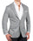 Athletic Fit Stretch Wool Blazer - Light Grey with White Mini Stripe