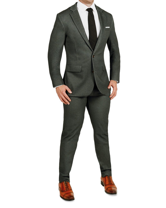 Athletic Fit Stretch Suit - Deep Olive