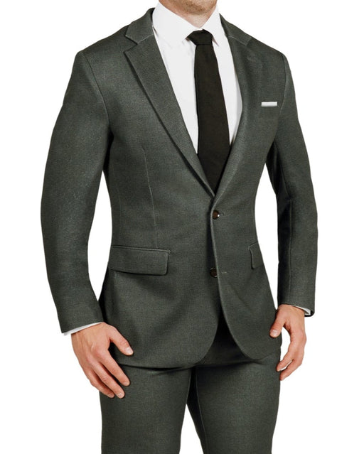 Athletic Fit Stretch Suit - Deep Olive
