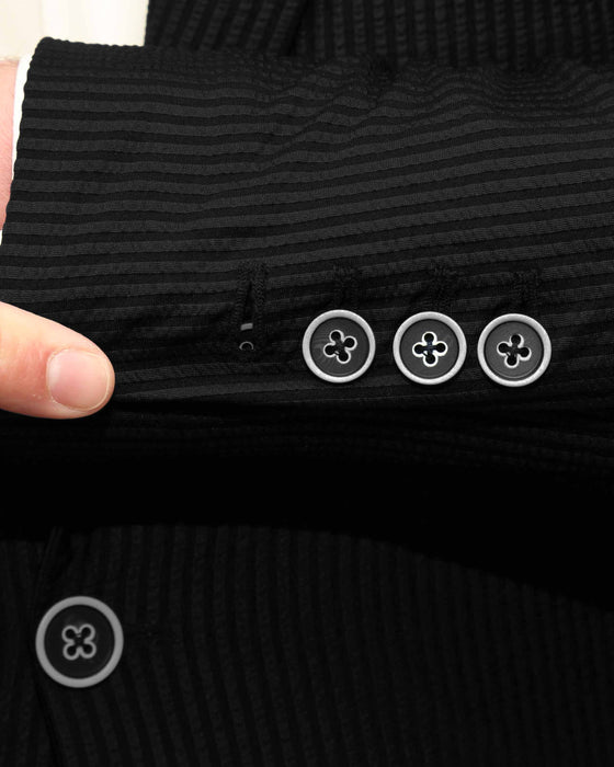 Athletic Fit Stretch Blazer - Black Seersucker