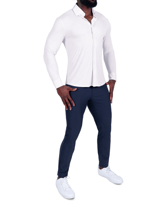 "The Champ" Sport Shirt - Off White Pinstripe