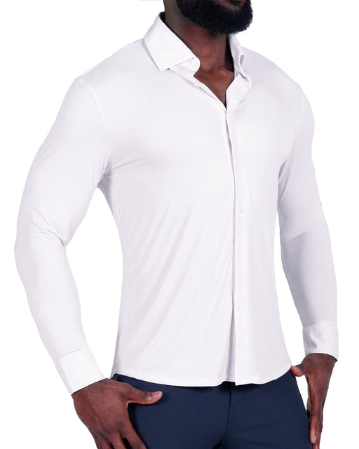 "The Champ" Sport Shirt - Off White Pinstripe